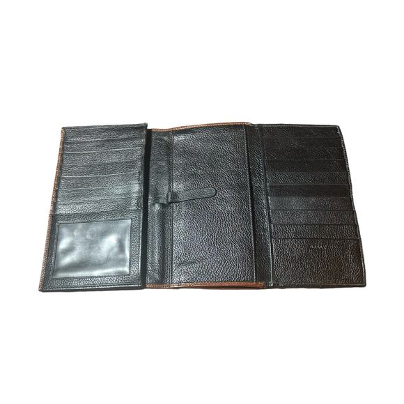 Vintage Bally wallet with multiple card slots black with brown trim Leather rare - Picture 12 of 16